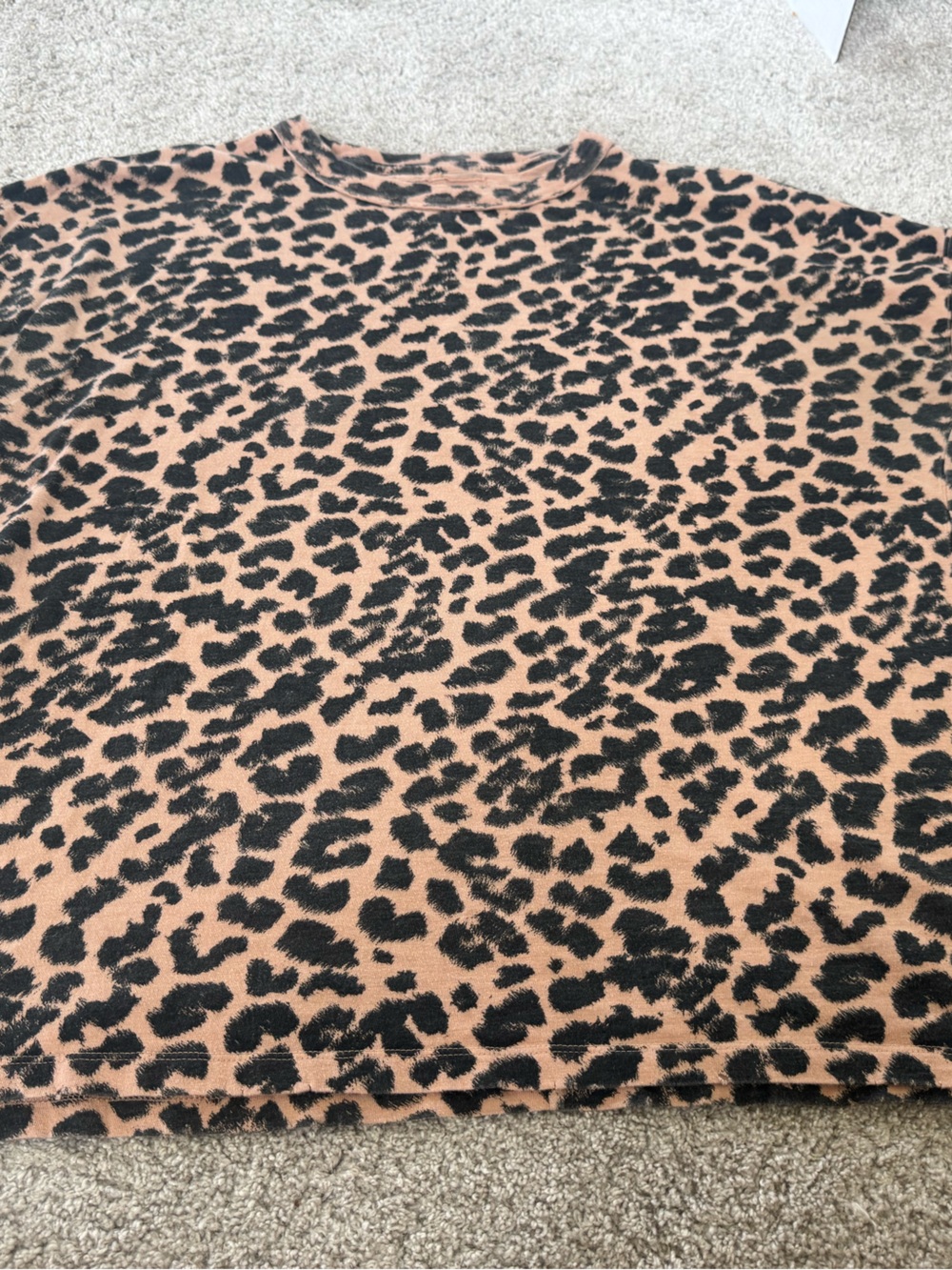 Aerie Tan and Black Leopard Print Short Sleeve Top